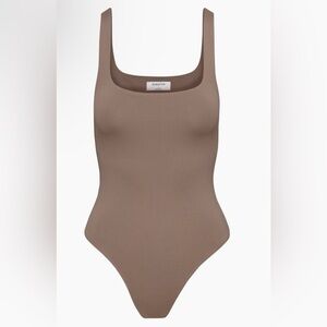 Aritzia Babaton Contour Tank Bodysuit Square Neck Thong Deep Taupe Small
